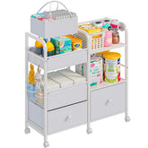 Jnancun 2-in-1 diaper caddy rolling cart with detachable tote for on-the-go changes