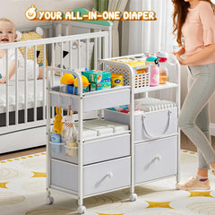 Jnancun 3-tier diaper cart with smart dividers for organized storage