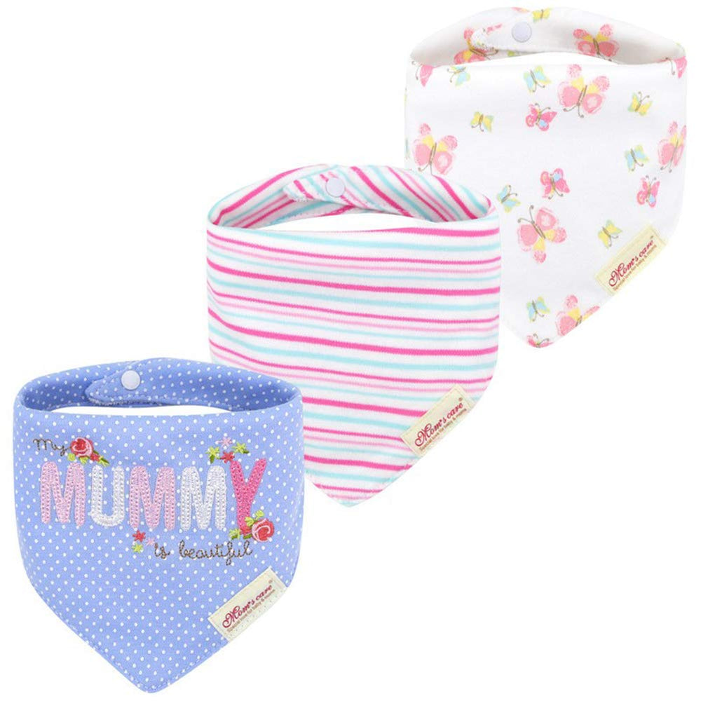JN&LULU butterfly bibs pack 3 keeps drool clean and outfits tidy for everyday wear