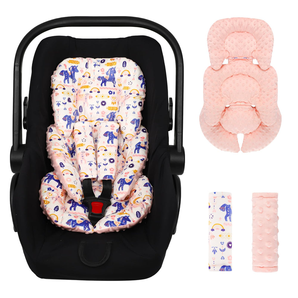 Jundetye boho unicorn head support provides gentle cradle for newborns during car rides.