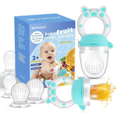Jochebed baby fruit feeder pacifier blue bear shape close-up for teething relief