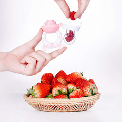 Jochebed bear-shaped feeder teether for gentle gum relief and safe solid introductions.
