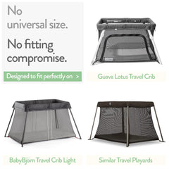Joey + Joan sheet compatible with Baby Bjorn Light Travel Crib for snug fit.