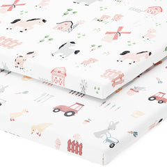 Joey + Joan travel crib fitted sheet in jersey cotton delivers ultra-soft comfort.