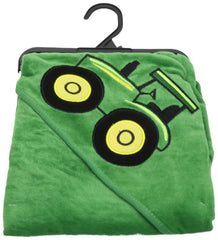 John Deere towel close-up shows plush texture ideal for delicate skin.