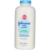 Johnson's Aloe and Vitamin E baby powder pack 3 view shows convenient multipack