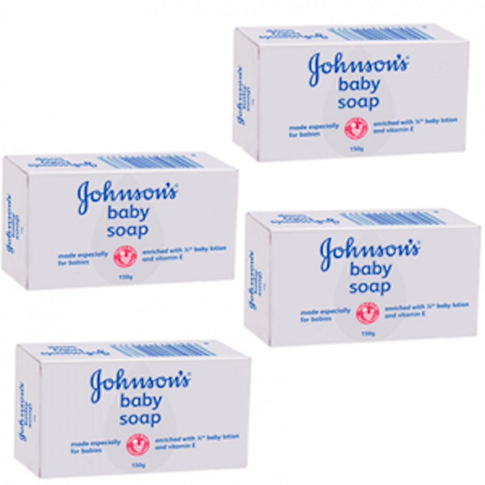 Johnson's Baby Bar Soap White pack of 4 for gentle moisture during bath.