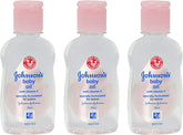 Johnson's Baby Massage Oil 50ml bottle pour for gentle baby massage routines.
