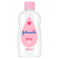 Johnson's Baby Oil pack of 6 bottles, close-up, gentle moisture for delicate skin.