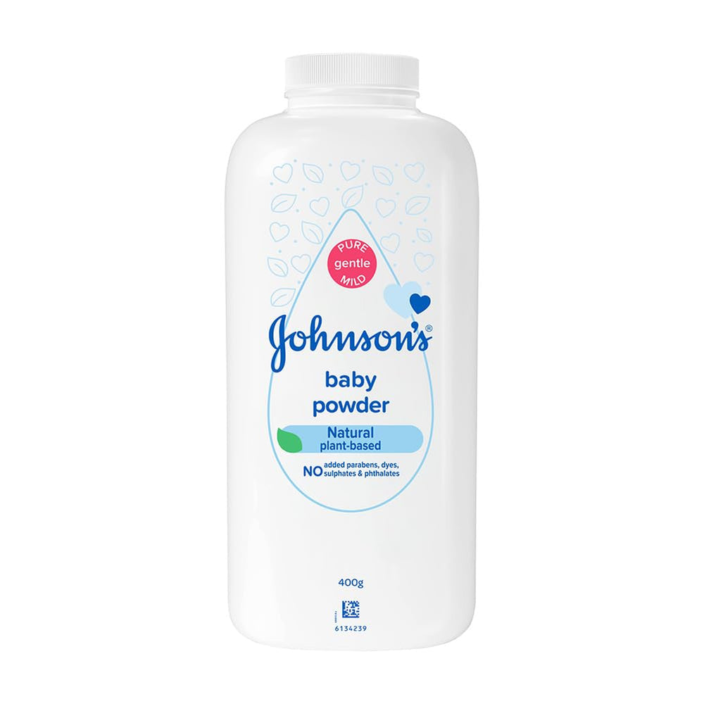 Johnson's Baby Powder 400g jar front for easy daily use on baby skin.
