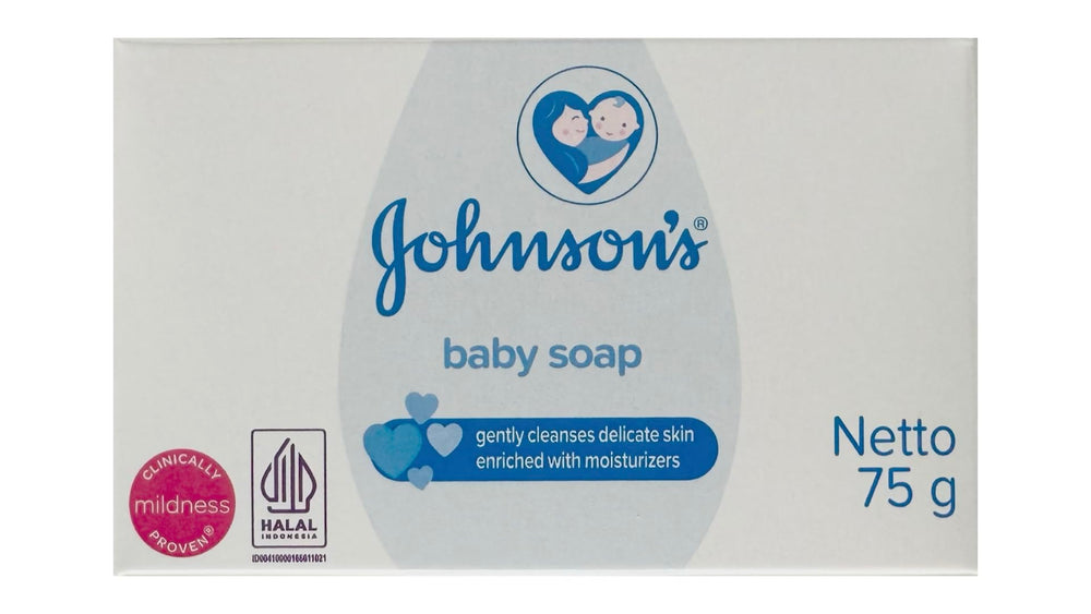 Johnson's Baby Soap Gentle bar-pack offers mild cleansing for daily baby baths.