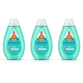 Johnson's No More Tangles Shampoo 3-pack bottles demonstrate hassle-free detangling for kids.