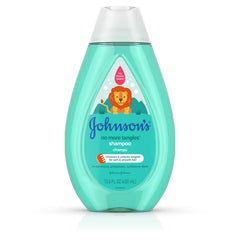 Johnson's No More Tangles Shampoo bottle front emphasizes gentle, tear-free formula for little eyes.