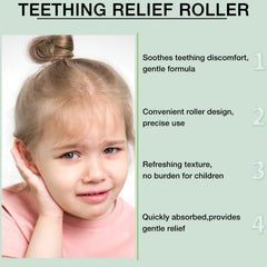 JOIEFIEX teething roller texture closeup highlights quick-absorbing formula.