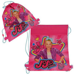 JoJo Siwa 14-inch sling cinch sack pink front view for party favors and everyday storage