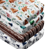 Jola's House woodland animals crib sheets pack offers soft, cozy sleep surface.