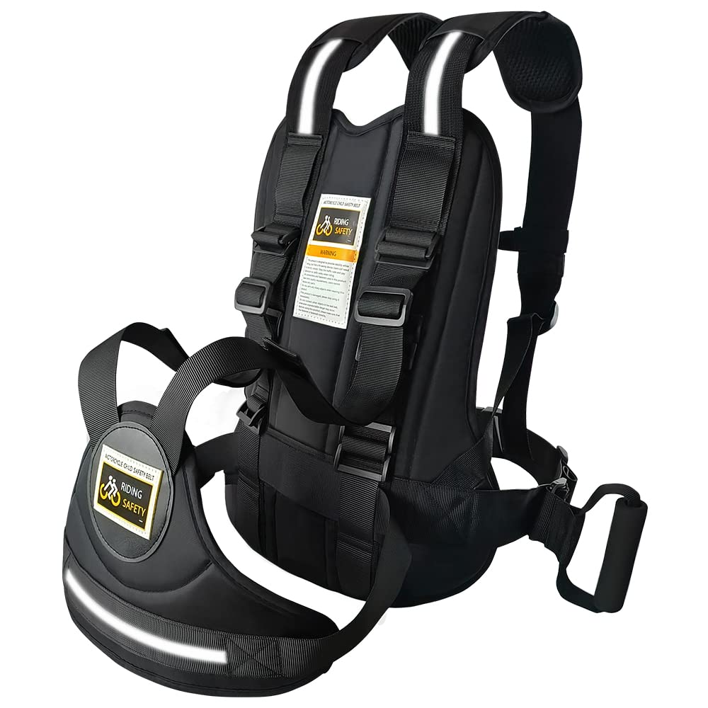 Jolik child motorcycle harness front view with breathable material for comfortable rides.