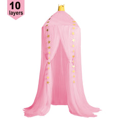Jolitac Princess Bed Canopy rose-crown-props shows playful fantasy with two crown styles.