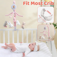 JOLLITO crib mobile with 12 lullabies bedtime music options