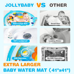 Jollybaby eco material closeup highlights thick, leak-proof PVC for durable play.