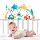 Jollybaby Starfish musical bassinet clip-on arch demonstrates portable soothing for on-the-go babies