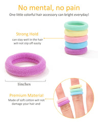 Jollybows 1-inch diameter hair tie closeup shows gentle stretch for secure, snag-free use.