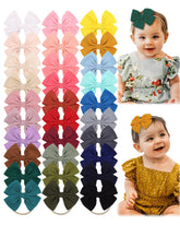 Jollybows 30pcs colorful baby bows on nylon headbands for versatile outfit matching.