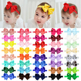 Jollybows 40pcs baby bows natural color set closeup with soft grosgrain texture for gentle styling.