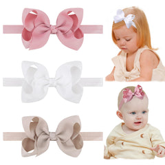 Jollybows white bow headband close-up for soft daily wear.