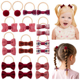 Jollybows Christmas red baby hair ties shown close up for everyday wear and gentle hold.