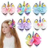 Jollybows unicorn hair bows with alligator clips in a 6-pack, ready for kid-friendly styling.