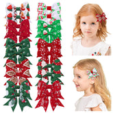 Jollybows green Christmas bow on an alligator clip for secure styling