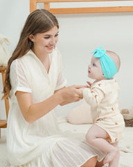 jollybows soft baby headbands closeup shows stretchy nylon for gentle comfort