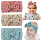 jollybows three-piece headbands set in pink blue khaki for soft all-day comfort