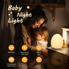 JolyWell Night Light color-changing mode showcases 7 colors to create calming nursery ambiance.