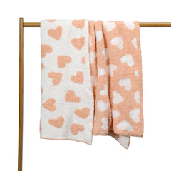 JOOJA ultra-soft baby blanket coral pink heart pattern ideal for newborn swaddling and cuddles.