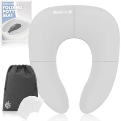 Jool Baby folding travel potty seat gray with secure fit for round and oval toilets.