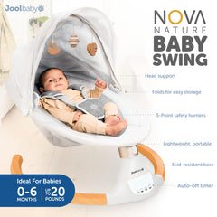 Jool Baby Nova Nature Swing natural beechwood toy bar highlights nature-inspired design