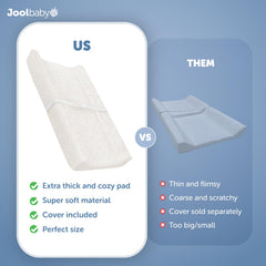 Jool Baby Serenity contoured sides cradle your infant during changes.