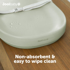 Jool Baby changing pad features safety strap keeps baby secure during changes.