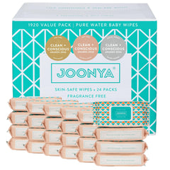 JOONYA unscented baby wipes bulk pack in front view for gentle newborn cleansing.