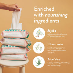 JOONYA Unscented Wipes with jojoba for nourishing newborn skin during quick changes