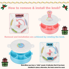 JOOPETALK round snack box with 6 compartments neatly separates varied snacks.