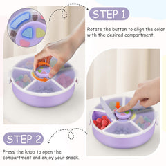 JOOPETALK round sectioned snack box with six compartments for variety on the go.