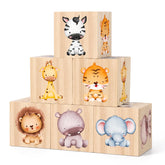 Joottuan safari zebra block on shelf adds lively woodland charm and early nature curiosity.
