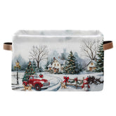 JOPJOLIW Christmas Tree Red Truck Basket front view, easy storage and gifting