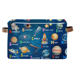 JOPJOLIW Space Planet basket front view with rocket pattern for toy organization