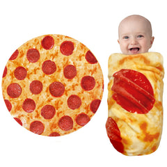 Jorbest Pizza Baby Blanket front view for cozy snuggles and playful design