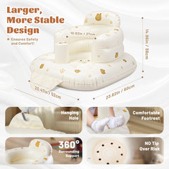 JOSEN inflatable baby seat bear back view shows secure backrest for comfortable learning.