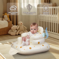 JOSEN inflatable baby seat features sturdy backrest for safe, gentle spine support.